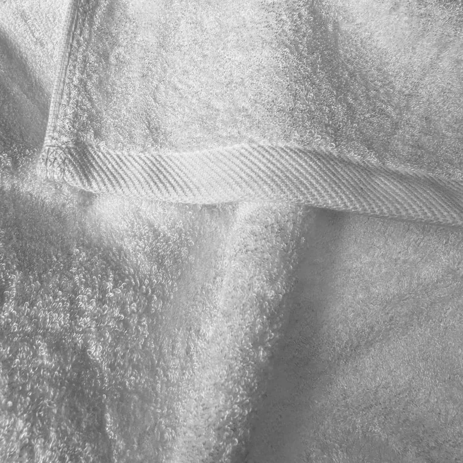 Close-up of white bamboo towel texture – soft, absorbent and sustainable