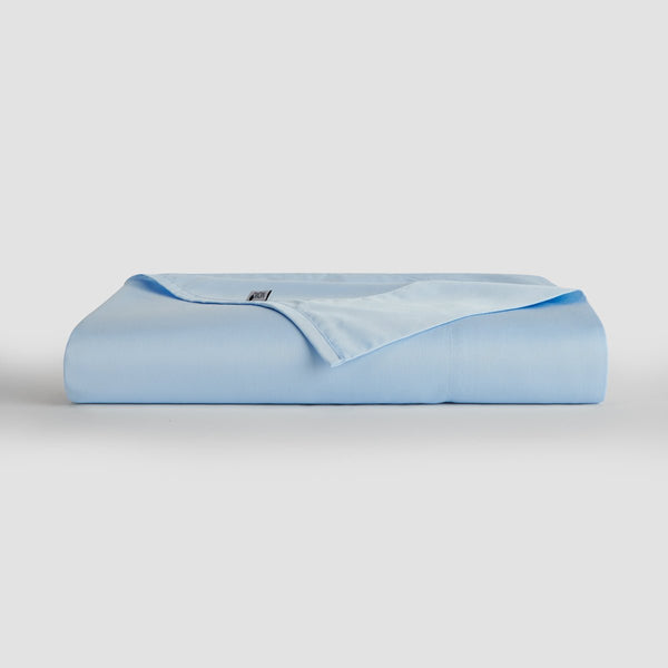 Lençol de cima azul-bebé bambu roupa de cama by Momo Cotton – tecido de cetim 300 fios, suave, respirável e sustentável.