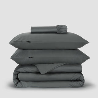 Jogo Capa de Edredão roupa de cama cinzento bambu by Momo Cotton – tecido de cetim 300 fios, suave, respirável e sustentável.